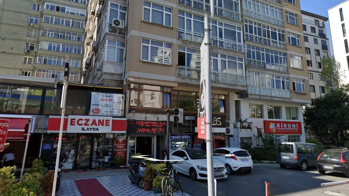 Street-level shopfronts on Yıldız Posta Street